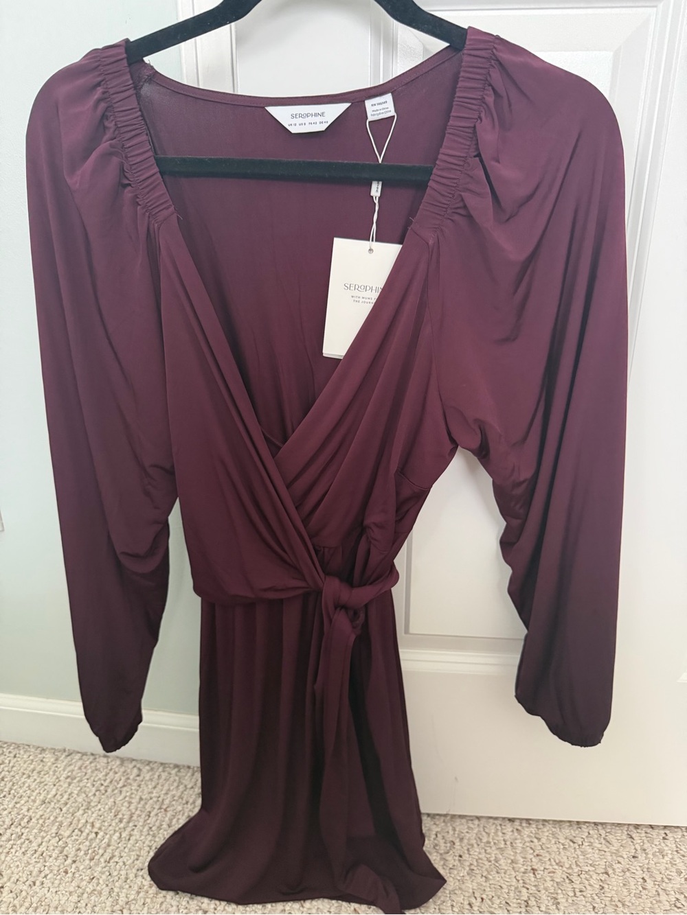 Seraphine Wine Wrap Nursing Dress